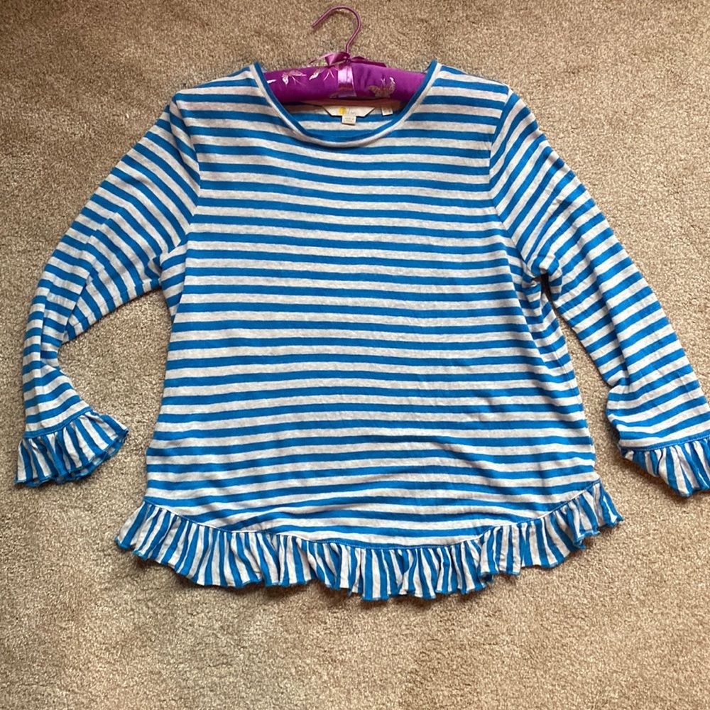 Boden linen ruffle 3/4 sleeve top